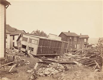 (NATURAL DISASTERS--W.S. BELL) A selection of 12 photographs documenting the catastrophic Johnstown Flood, Pennsylvania.